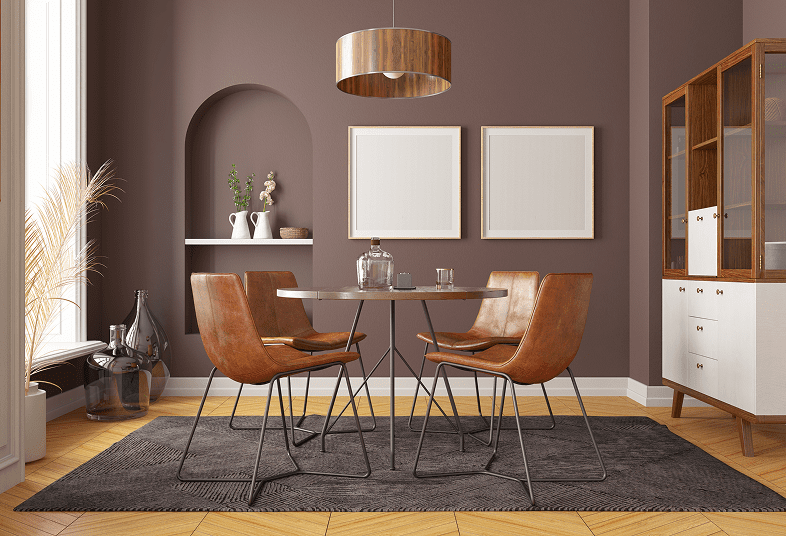 Contemporary dining space with wall art