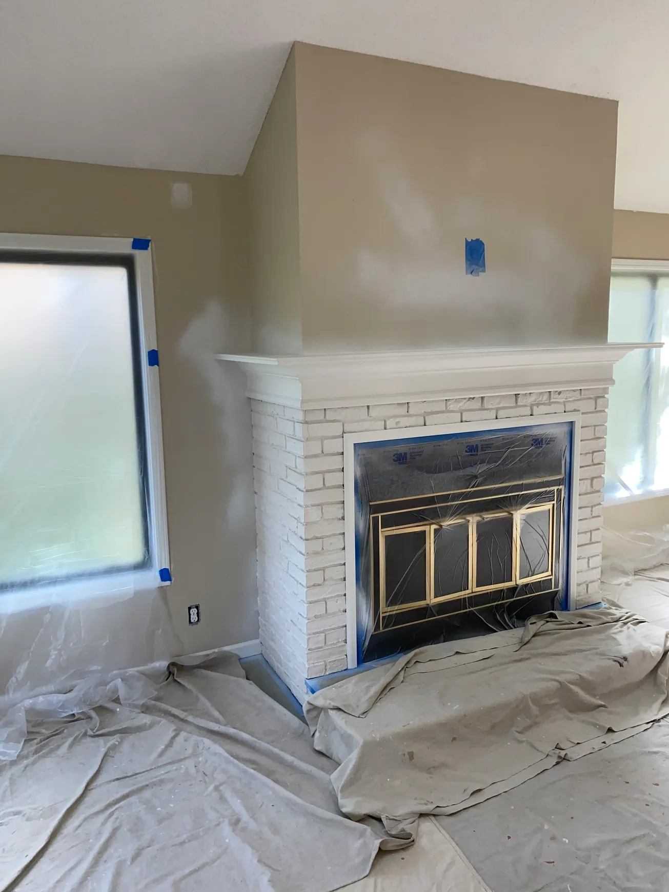 Fireplace area under renovation