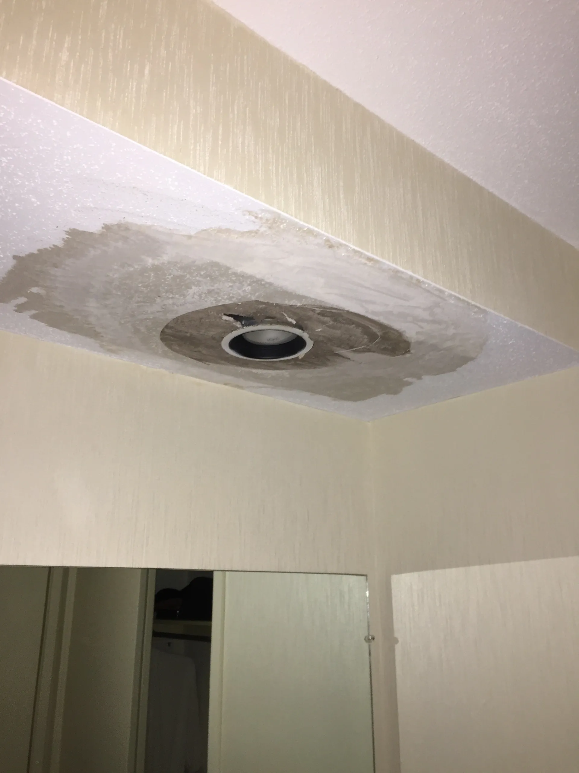 Ceiling repair needed for light fixture